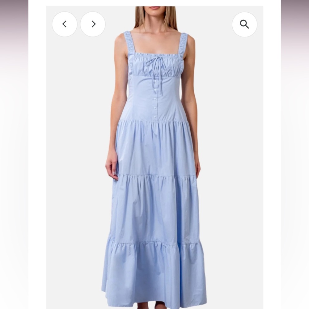 Moon River Blue Tiered Maxi Sundress